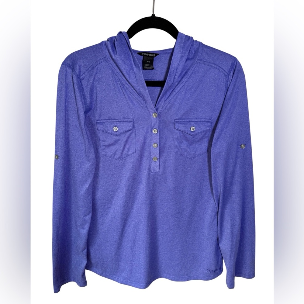 Marmot Shirt Hoodie Womens Medium Purple Pullover Long Sleeve Lightweight Henley